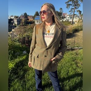 Women's Tan Plaid Blazer